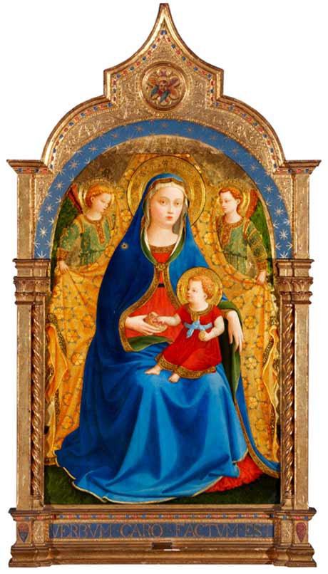 Fra Angelico (Guido di Pietro) - Virgen con el Niño y dos ángeles o Madonna de la granada