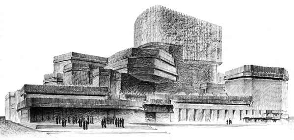 Rafael Moneo - Dibujo del proyecto de la ópera de Madrid, 1964