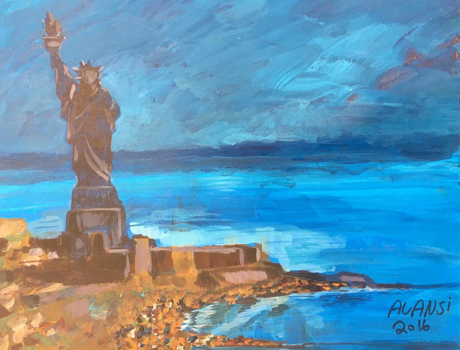 Art from Guantánamo Bay. Muhammad Ansi - Statue of Liberty, 2016.