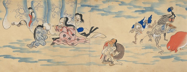 Rollo ilustrado del desfile nocturno de los cien demonios (detalle). Periodo Edo, siglo XIX. Miyoshi City.