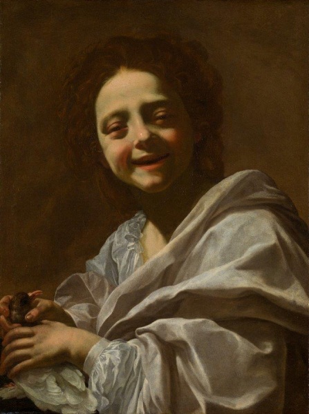 Simon Vouet - Retrato de niña con paloma. 1620 – 1622. Óleo sobre lienzo. 66,5 x 49,5 cm. Actualmente en acción de micromecenazgo para ser adquirida por el Museo Nacional del Prado.