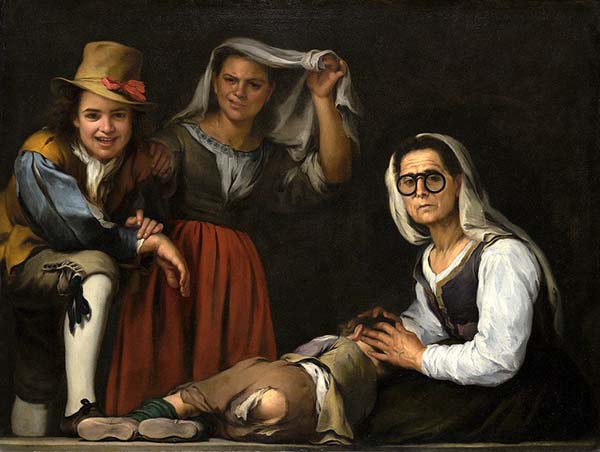 Bartolomé Esteban Murillo - Cuatro figuras en un escalón, 1655–1660. Pintura al aceite. 110 x 144 cm. Kimbell Art Museum, Fort Worth.