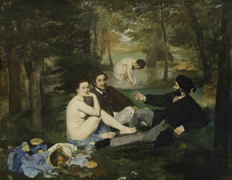 Édouard Manet – Almuerzo campestre (Le Déjeuner sur l'herbe), también llamado “Desayuno sobre la hierba, 1863. Óleo sobre lienzo. 208 x 264,5 cm. Museo de Orsay, París.
