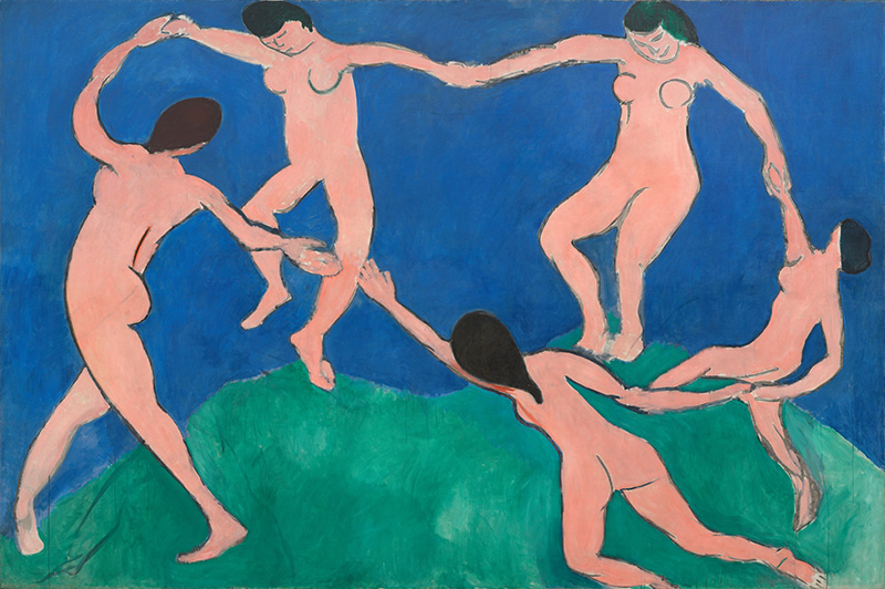 Henri Matisse – La Danza (La Danse), 1909. Óleo sobre lienzo, 259.7 x 390.1 cm. Museo de Arte Moderno (MoMA), Nueva York.