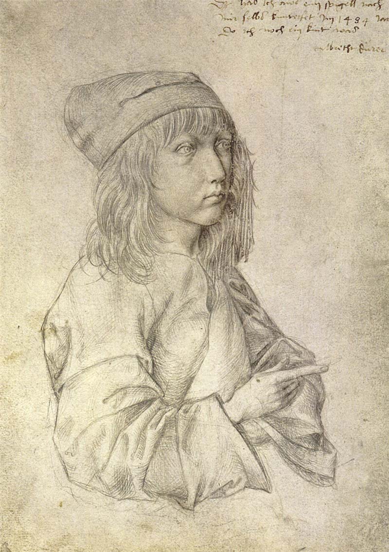 Alberto Durero – Autorretrato a los 13 años, 1484. Dibujo a punta de plata. Museo Albertina, Viena.