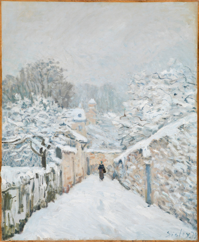 Alfred Sisley – La nieve en Louveciennes (La Neige à Louveciennes), 1878. Óleo sobre lienzo. 61 x 50 cm, Musée d'Orsay, París.