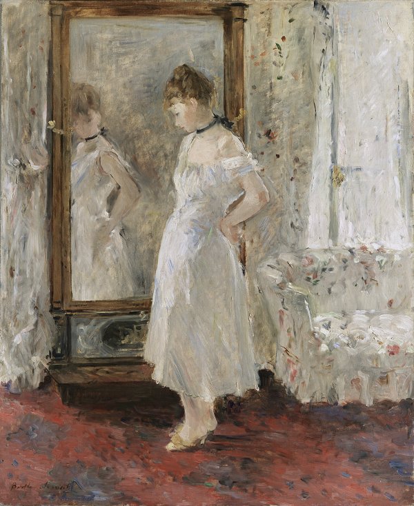 Berthe Morisot – El espejo de vestir (La psyché), 1876. Óleo sobre lienzo. 65 x 54cm. Museo Thyssen Bornemisza de Madrid.