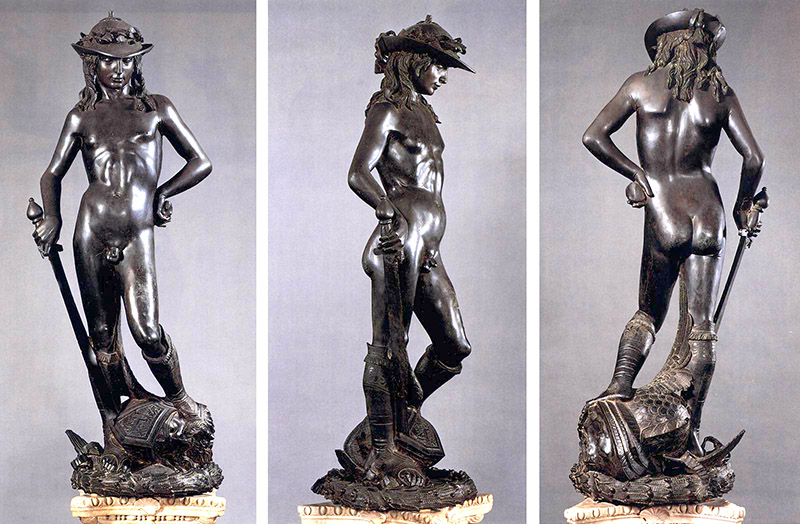 Donatello – David vencedor de Goliat, ca. 1440. Bronce. 158 cm de altura. Museo Nazionale del Bargello. Florencia, Italia.