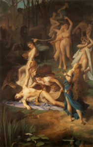 Émile Lévy – La muerte de Orfeo (Mort d'Orphée), 1886 Óleo sobre lienzo. 206 x 133 cm. Musée d’Orsay, París, Francia. Nº de inventario: RF 103.