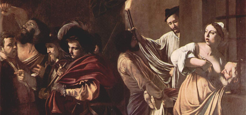 Caravaggio – Siete obras de misericordia (Sette opere di Misericordia),1607 Óleo sobre lienzo. 390 x 260 cm. Iglesia del Pio Monte della Misericordia, Nápoles, Italia. (Detalle).